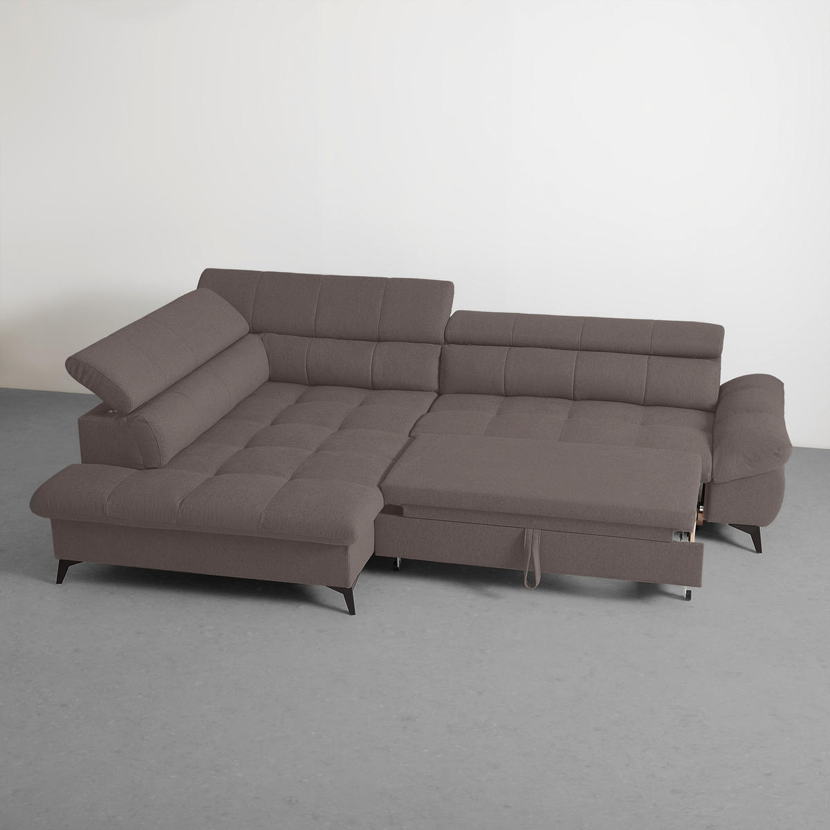 ECKSOFA in Chenille Graphitfarben  - Schwarz/Graphitfarben, Modern, Textil/Metall (201/296cm) - Livetastic