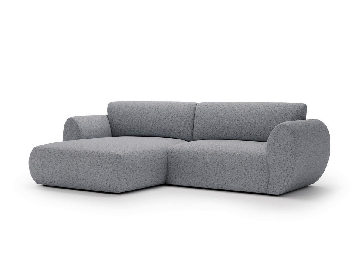 ECKSOFA SOLIS in Chenille Hellgrau  170/288 cm  - Hellgrau/Schwarz, Design, Kunststoff/Textil (170/288cm) - Livetastic