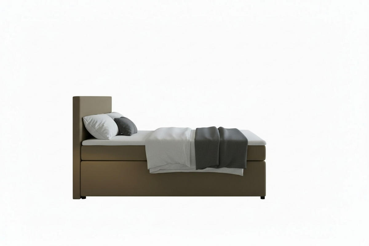 BOXSPRINGBETT 140/200 cm,  in Sandfarben, Matratze, Topper, H3 = fest  - Sandfarben/Schwarz, MODERN, Kunststoff/Textil (140/200cm) - MID.YOU