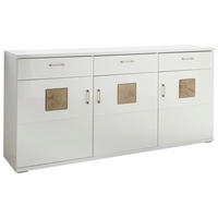 SIDEBOARD Weiss, Eichefarben, Weiss Hochglanz  180/91/43,8 cm  - Weiss Hochglanz/Weiss, Design, Holzwerkstoff/Kunststoff (180/91/43,8cm) - Xora