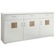SIDEBOARD Weiß, Eichefarben, Weiß Hochglanz  180/91/43,8 cm  - Weiß Hochglanz/Eichefarben, Design, Holzwerkstoff/Kunststoff (180/91/43,8cm) - Xora