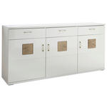 SIDEBOARD Weiß, Eichefarben, Weiß Hochglanz  180/91/43,8 cm  - Weiß Hochglanz/Eichefarben, Design, Holzwerkstoff/Kunststoff (180/91/43,8cm) - Xora