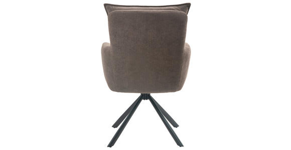 ARMLEHNSTUHL in Eisen Cord - Dunkelbraun/Schwarz, Design, Textil/Metall (60/95/67cm) - Novel