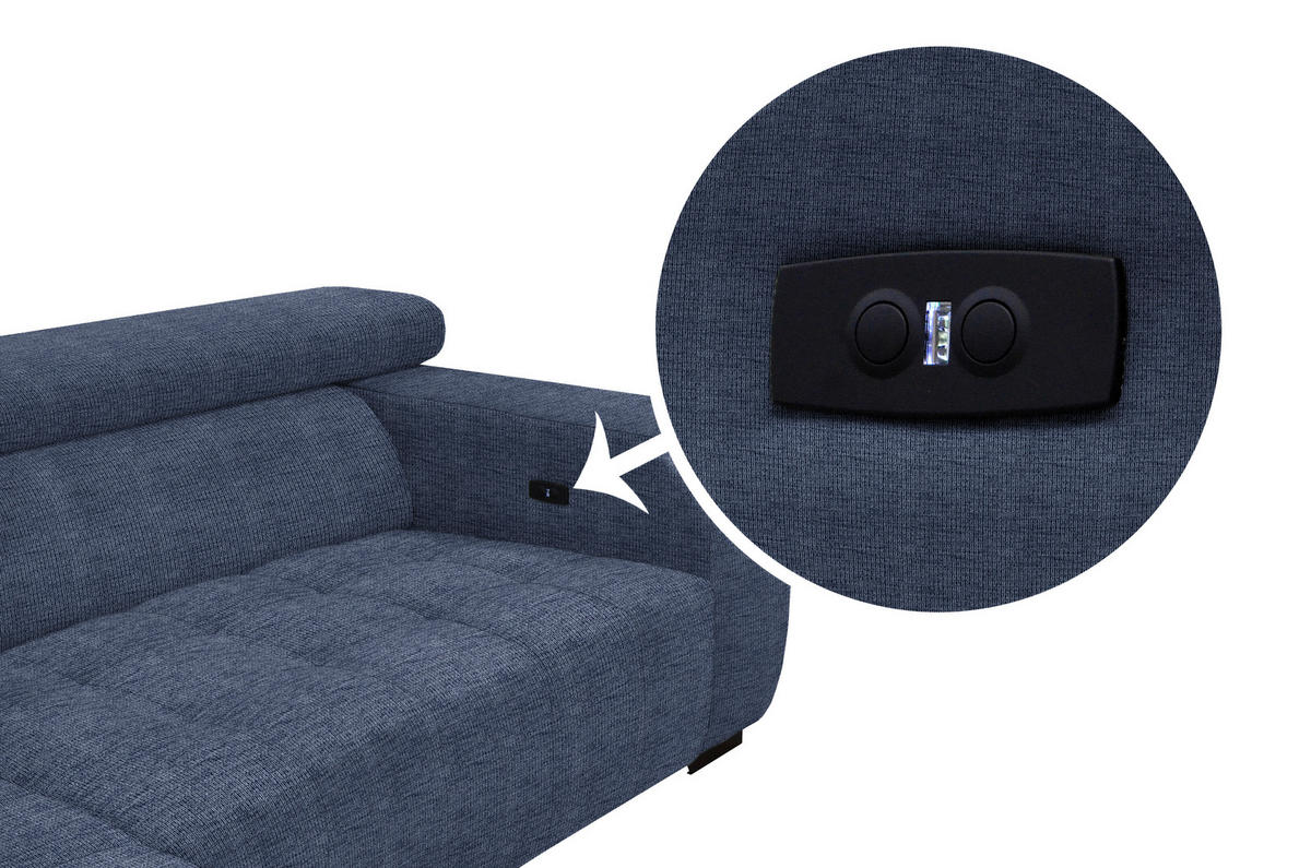ECKSOFA in Webstoff Dunkelblau  - Schwarz/Dunkelblau, Konventionell, Textil/Metall (182/279cm) - Hom`in