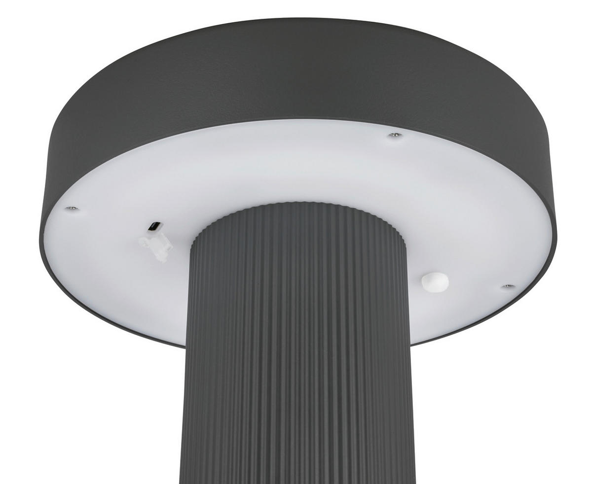 AKKU-TISCHLEUCHTE 16/20 cm  - Anthrazit, Design, Kunststoff (16/20cm)