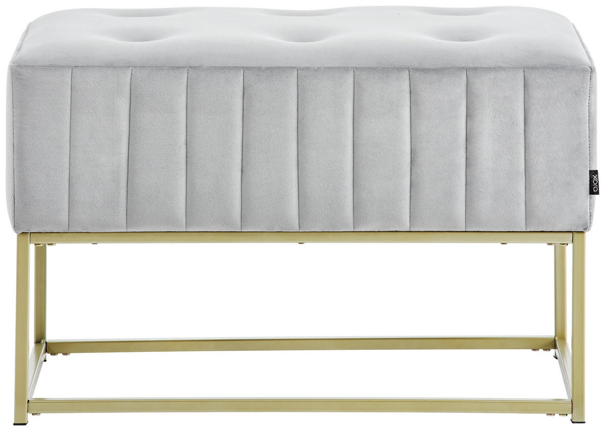 HOCKERBANK 72/41/46 cm Samt Grau, Goldfarben  - Goldfarben/Grau, LIFESTYLE, Textil/Metall (72/41/46cm) - Xora