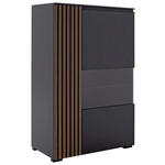 HIGHBOARD Anthrazit, Nussbaumfarben  87/136/45 cm  - Anthrazit/Nussbaumfarben, Design, Glas/Holz (87/136/45cm) - Moderano