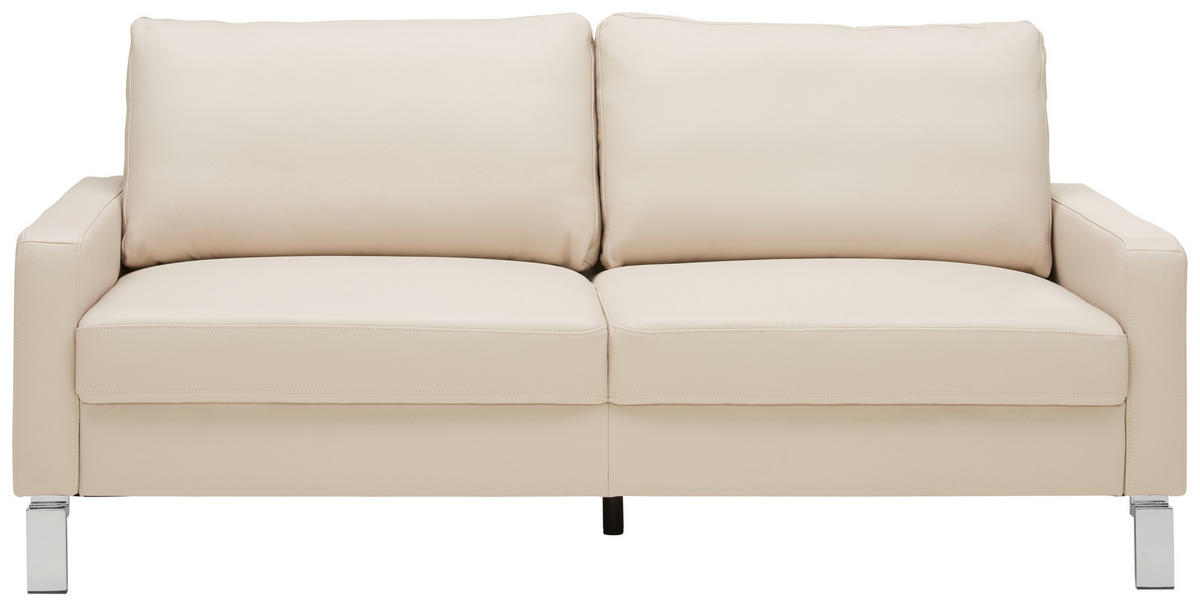 2-SITZER-SOFA in Echtleder Beige  - Chromfarben/Beige, Design, Leder/Metall (184/81/97cm) - Pure Home Lifestyle