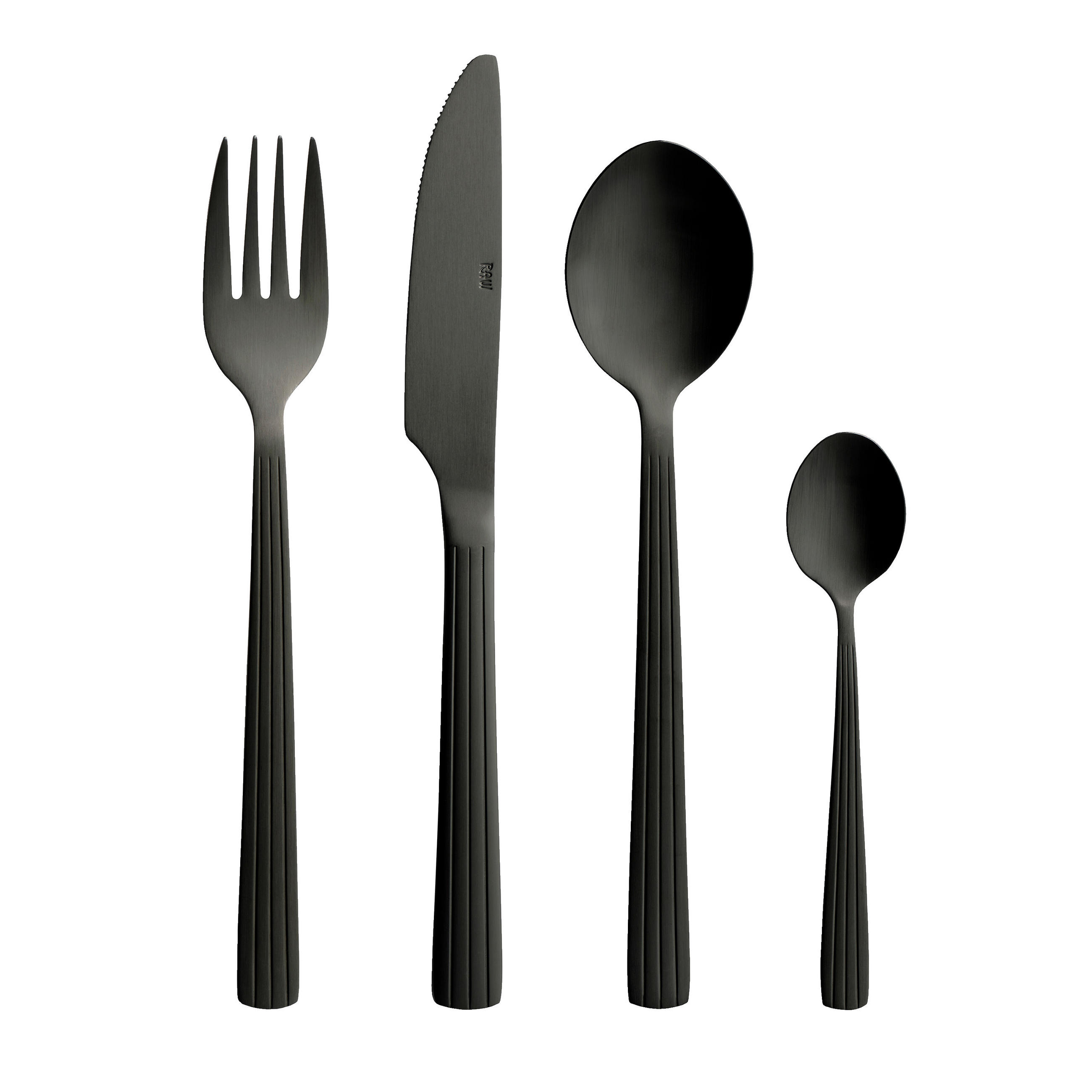 BESTECK-SET RAW 24-teilig Edelstahl  6 Personen  - Schwarz, Basics, Metall (35/24/5cm) - Ada Austria