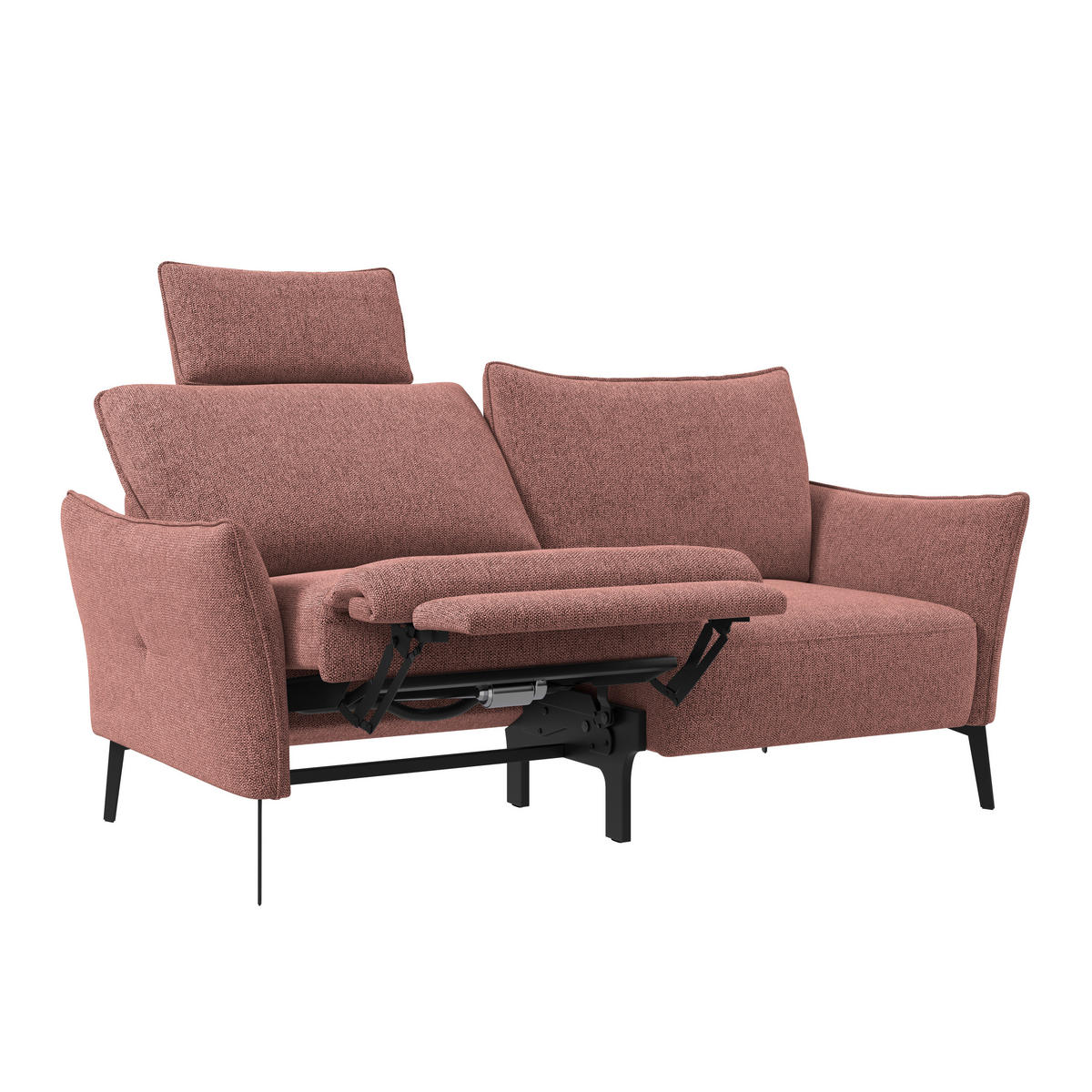 3-SITZER-SOFA Chenille Bordeaux  - Bordeaux/Schwarz, Konventionell, Textil/Metall (184/90/92cm) - Elegando