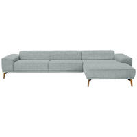 ECKSOFA in Flachgewebe Hellgrau  334/193 cm  - Wildeiche/Hellgrau, Design, Holz/Textil (334/193cm) - Niels Andersson