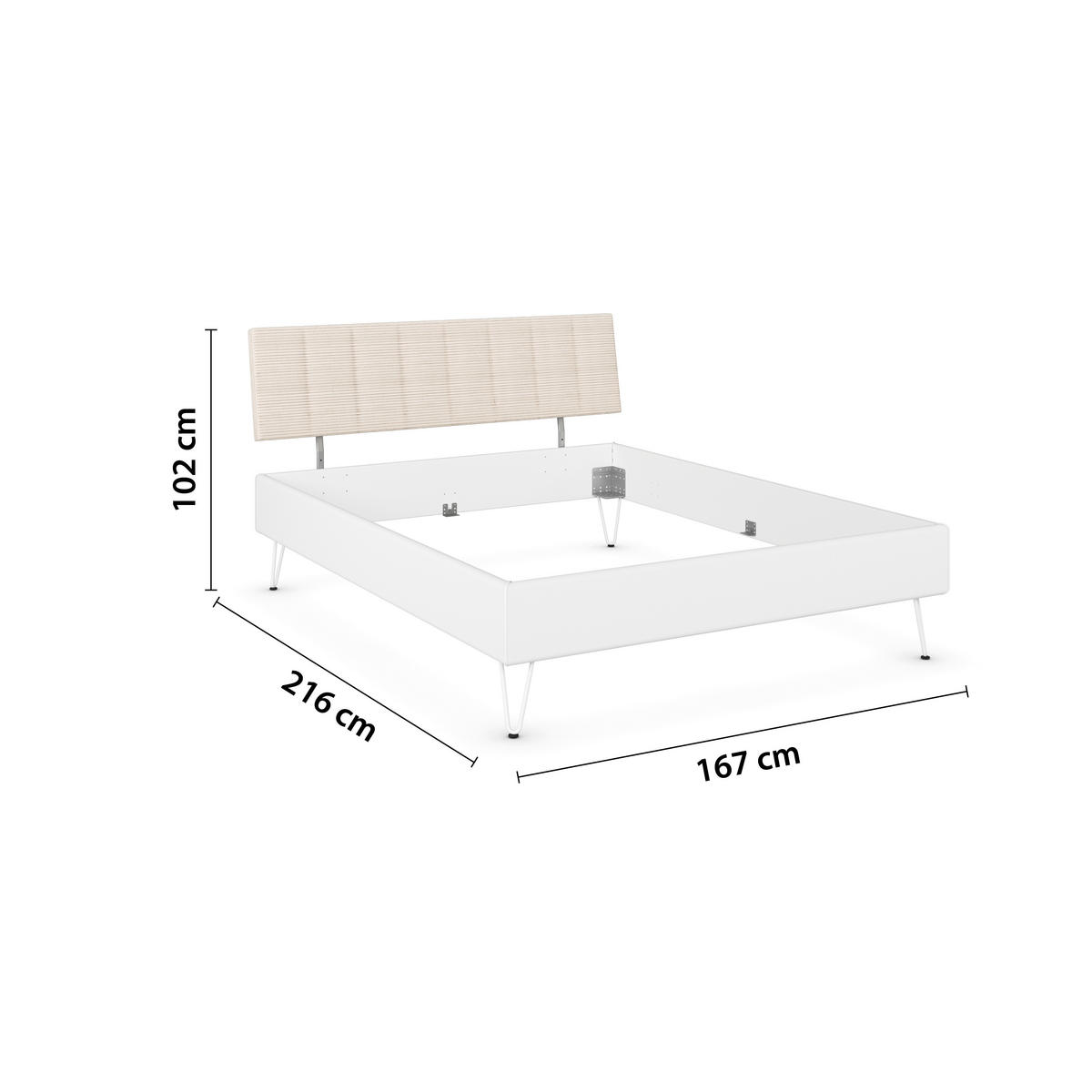 BETT 160/200 cm,  in Weiß,  - Weiß, Design, Textil/Metall (160/200cm) - Carryhome