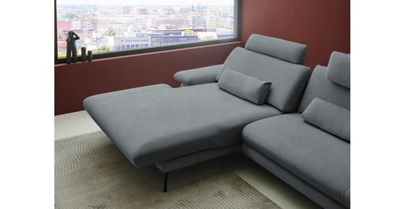ECKSOFA  in Chenille, Flachgewebe Dunkelgrau  180/284 cm  - Dunkelgrau/Schwarz, Design, Textil/Metall (180/284cm) - Dieter Knoll