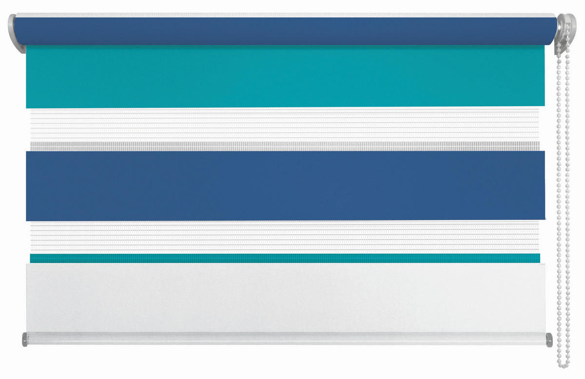 DOPPELROLLO    80/210 cm   - Blau/Weiß, Basics, Textil (80/210cm)