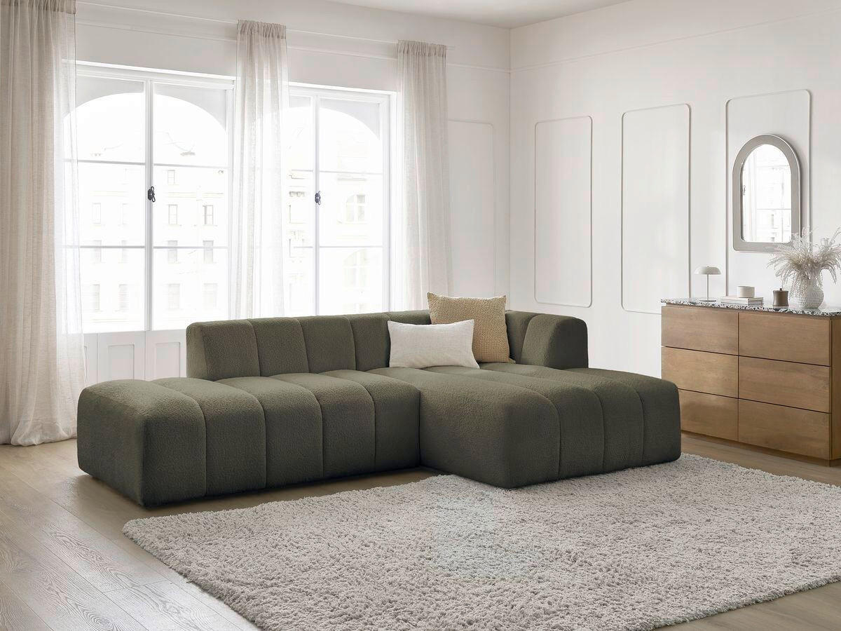 ECKSOFA  ANNECY Grün Bouclé  - Schwarz/Grün, MODERN, Kunststoff/Textil (262/170cm)