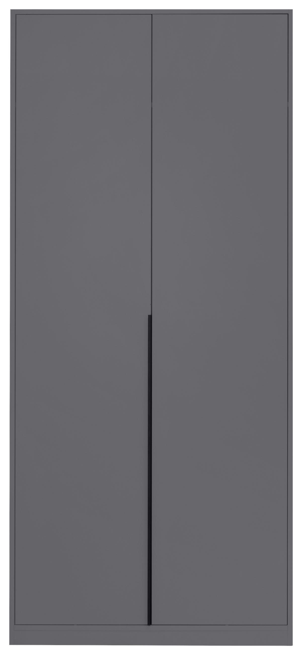 DREHTÜRENSCHRANK 93/211/53 cm,  in Graphitfarben, 2-türig  - Graphitfarben/Schwarz, MODERN, Holzwerkstoff/Metall (93/211/53cm) - MID.YOU