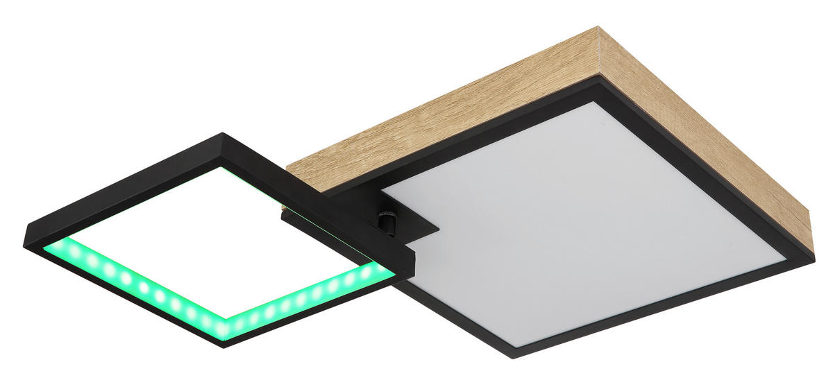 LED-DECKENLEUCHTE 21 W    60/41/10 cm  - Dunkelbraun/Opal, Natur, Holzwerkstoff/Kunststoff (60/41/10cm) - Globo