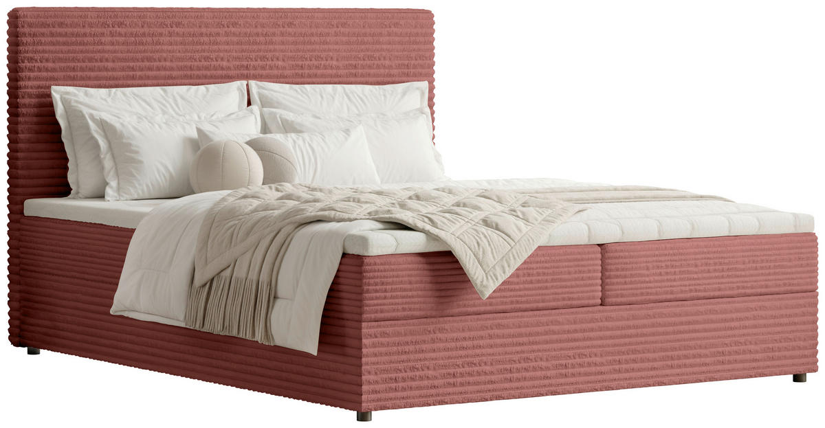 BOXBETT 140/200 cm  in Altrosa  - Schwarz/Altrosa, Trend, Kunststoff/Textil (140/200cm) - Boxxx