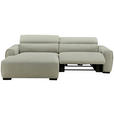 ECKSOFA Beige Mikrofaser Rücken echt, Relaxfunktion, Kopfteilverstellung  - Beige/Schwarz, Design, Holz/Textil (172/256cm) - Carryhome