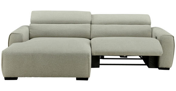 ECKSOFA Beige Mikrofaser Rücken echt, Relaxfunktion, Kopfteilverstellung  - Beige/Schwarz, Design, Holz/Textil (172/256cm) - Carryhome
