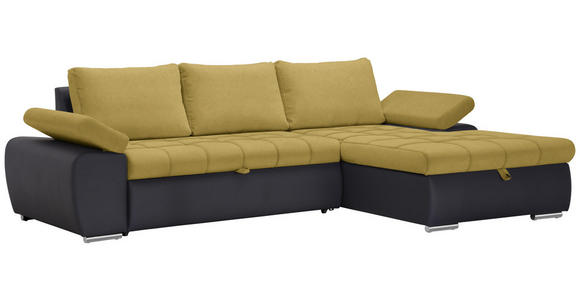 ECKSOFA in Flachgewebe Gelb, Dunkelgrau  - Dunkelgrau/Gelb, Design, Kunststoff/Textil (271/175cm) - Xora