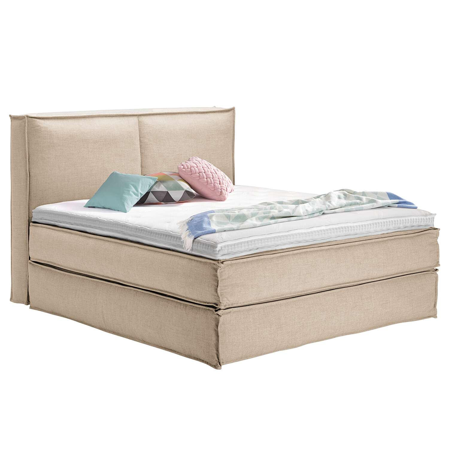 BOXSPRINGBETT 180/220 cm  in Beige  - Beige/Schwarz, Design, Kunststoff/Textil (180/220cm) - home24