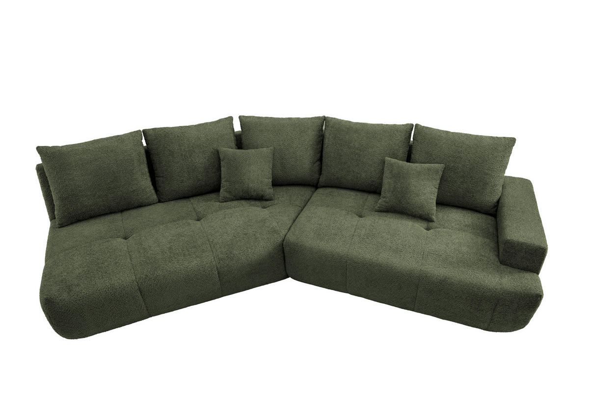 BIGSOFA Bouclé Dunkelgrün  - Dunkelgrün/Schwarz, MODERN, Kunststoff/Textil (323/91/155cm) - Livetastic