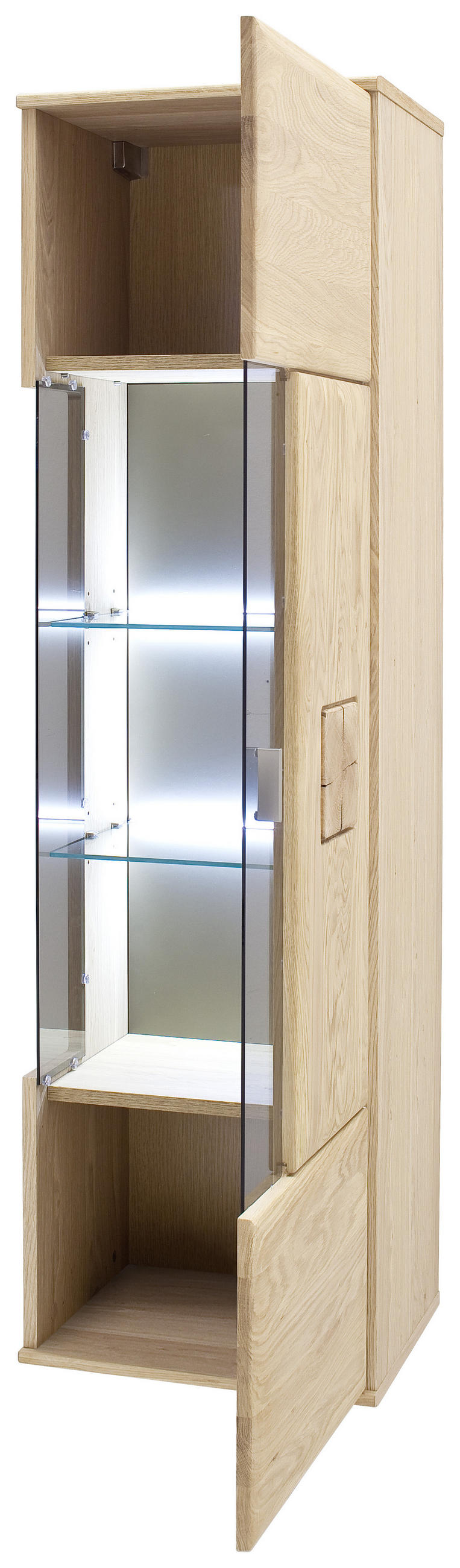 HÄNGEVITRINE in Eichefarben   - Eichefarben/Nickelfarben, Design, Glas/Holz (45/157/38cm) - Livetastic