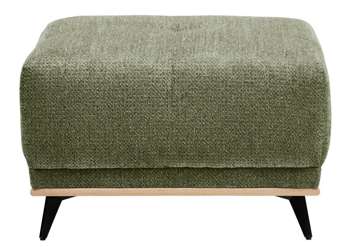 HOCKER Struktur Olivgrün  - Schwarz/Olivgrün, MODERN, Holz/Textil (73/47/73cm) - home24