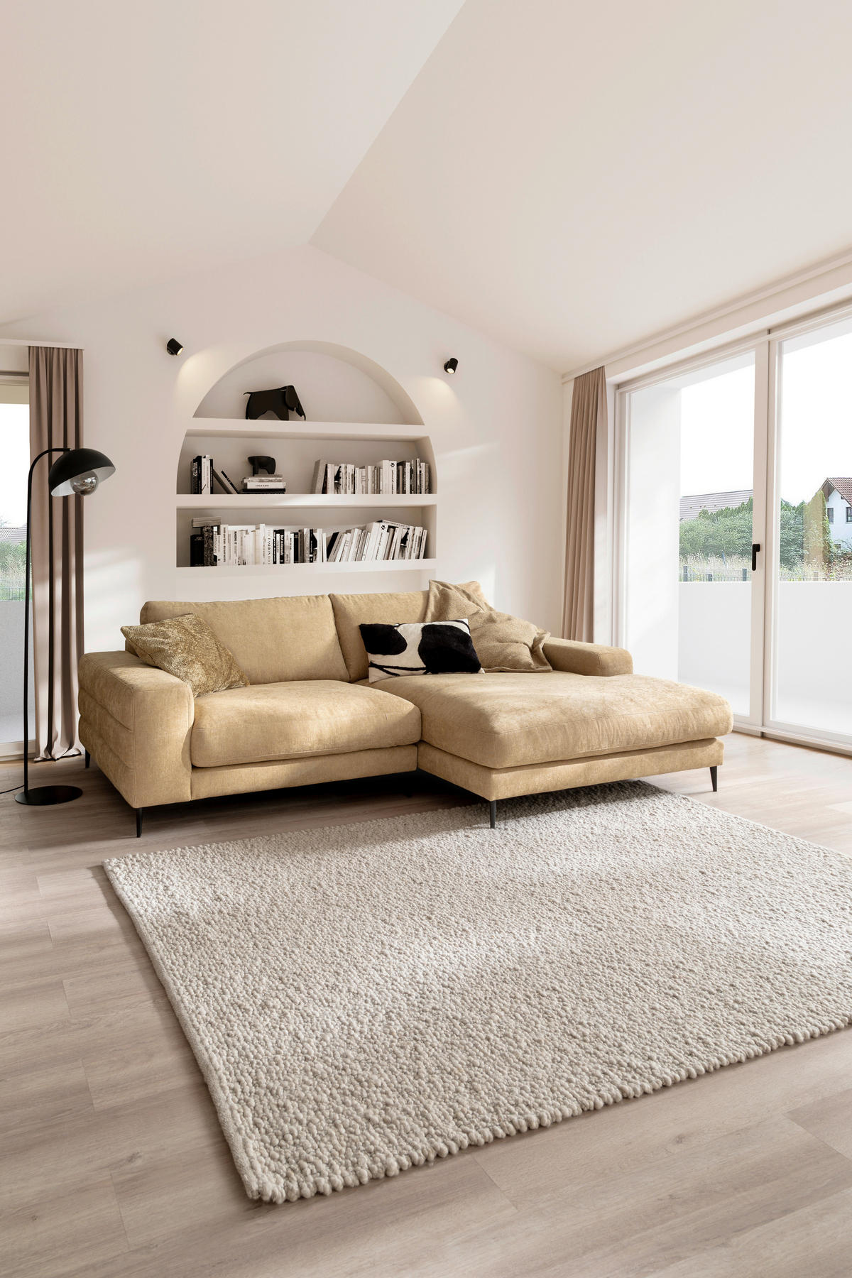 ECKSOFA in Flachgewebe Gelb  - Gelb/Schwarz, Design, Textil/Metall (253/177cm) - Dieter Knoll
