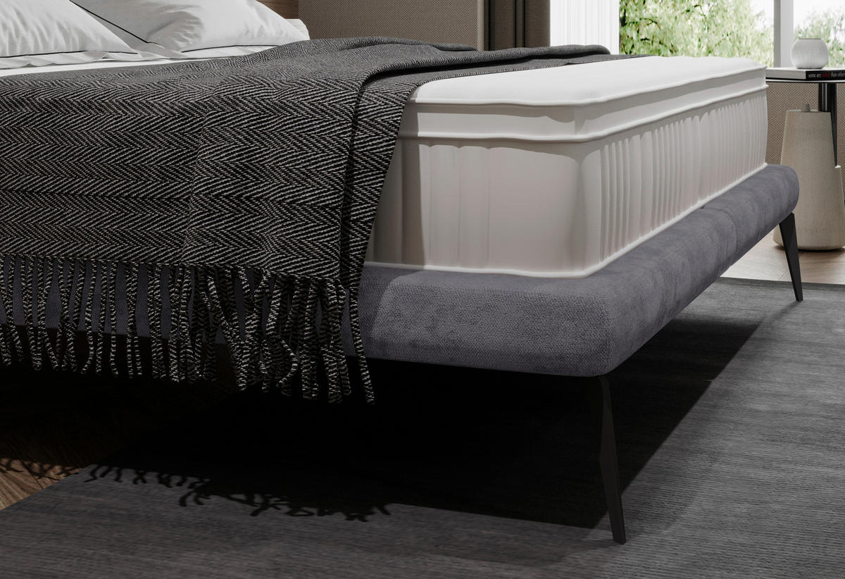 KÁRPITOZOTT ÁGY 180/200 cm  szürkésbarna  - fekete/szürkésbarna, Modern, textil/fém (180/200cm) - Livetastic