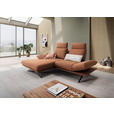 ECKSOFA  in Flachgewebe Cognac Rücken echt, Armteilverstellung, Relaxfunktion  155/234 cm  - Cognac/Schwarz, Design, Textil/Metall (155/234cm) - Dieter Knoll