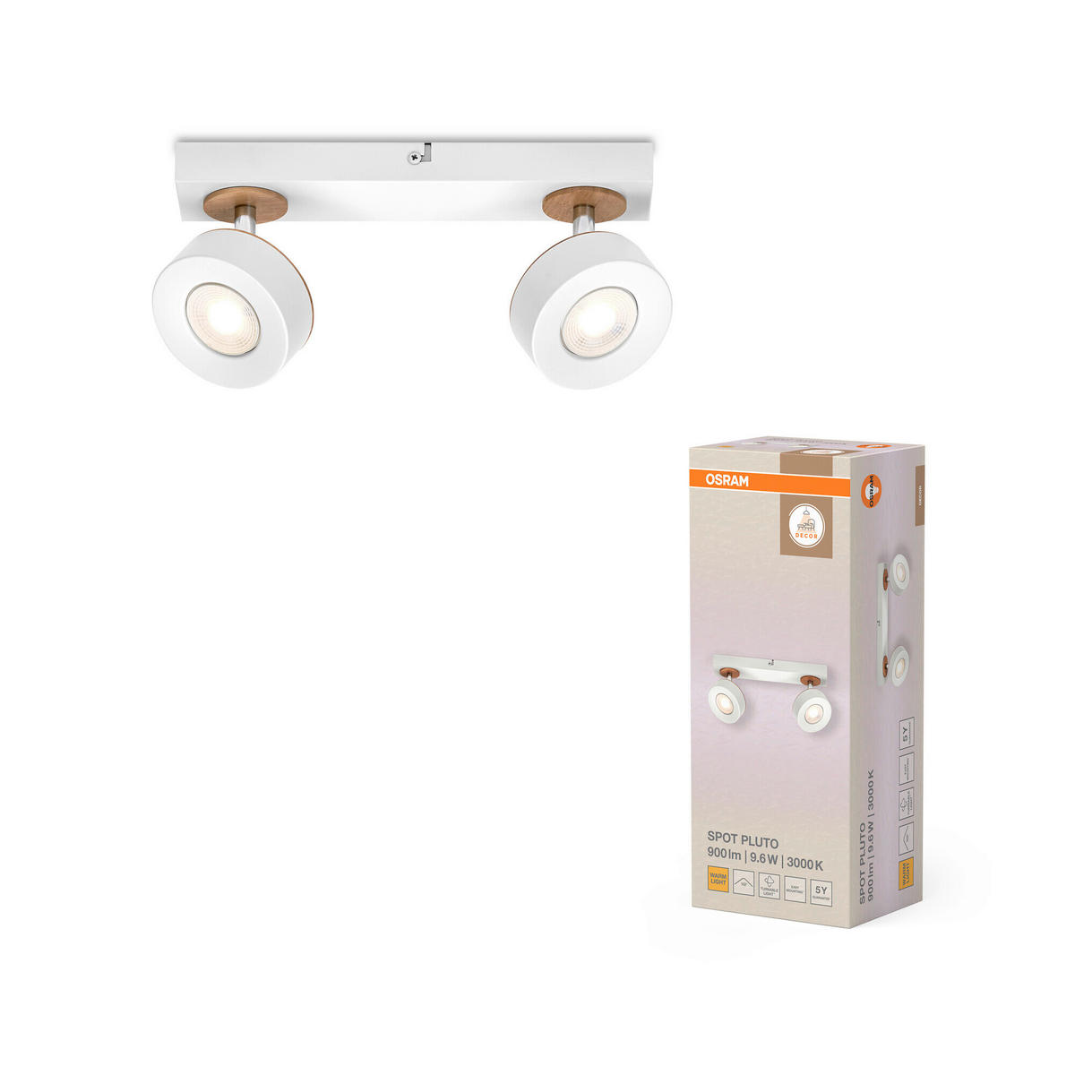 LED-STRAHLER 29,8/9/10,8 cm   - Weiß, Design, Holz/Kunststoff (29,8/9/10,8cm) - Osram