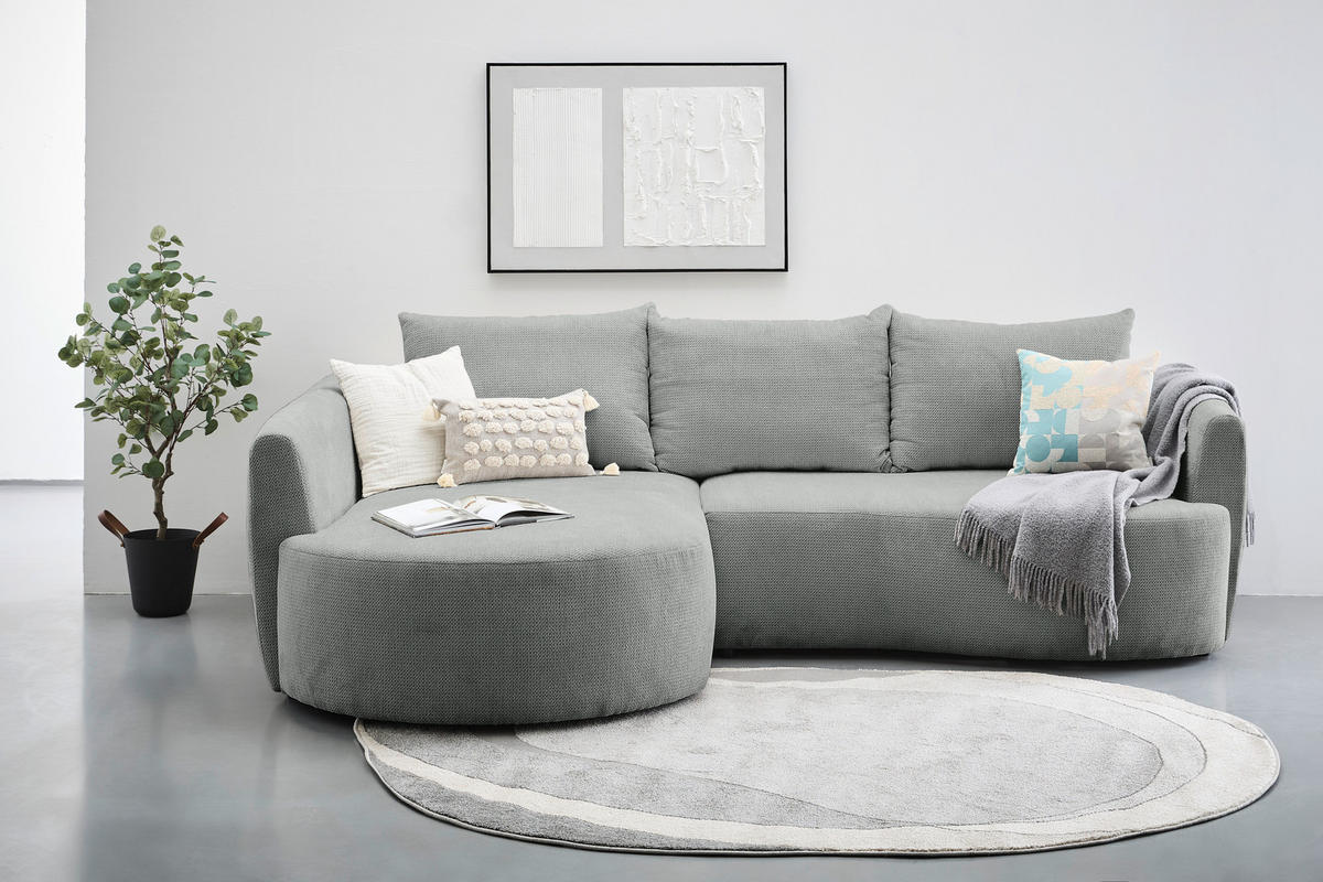 ECKSOFA Grau Chenille  - Schwarz/Grau, MODERN, Kunststoff/Textil (179/287cm) - Carryhome