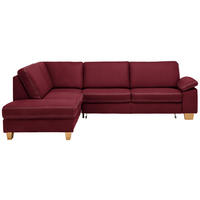 ECKSOFA  in Echtleder Bordeaux  235/274 cm  - Eichefarben/Bordeaux, KONVENTIONELL, Leder/Holzwerkstoff (235/274cm) - Beldomo Premium