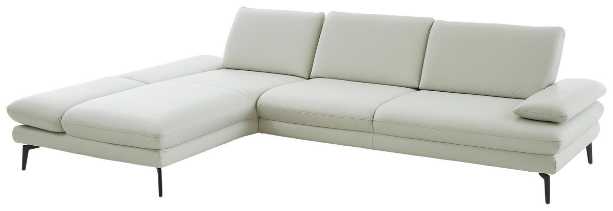 ECKSOFA Silberfarben Echtleder  - Silberfarben/Schwarz, Design, Leder/Metall (195/308cm) - Dieter Knoll