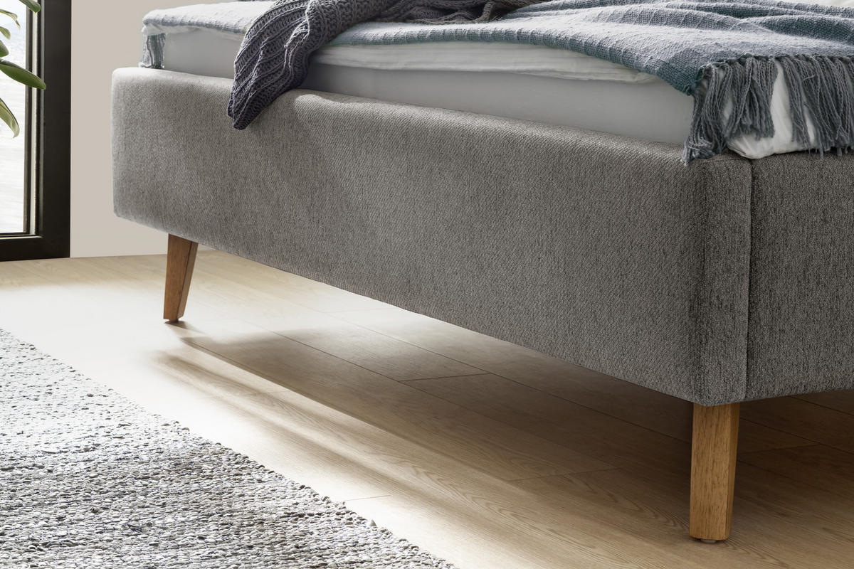 POLSTERBETT FRIEDA 140/200 cm  in Grau  - Eichefarben/Grau, MODERN, Holz/Textil (140/200cm) - Livetastic