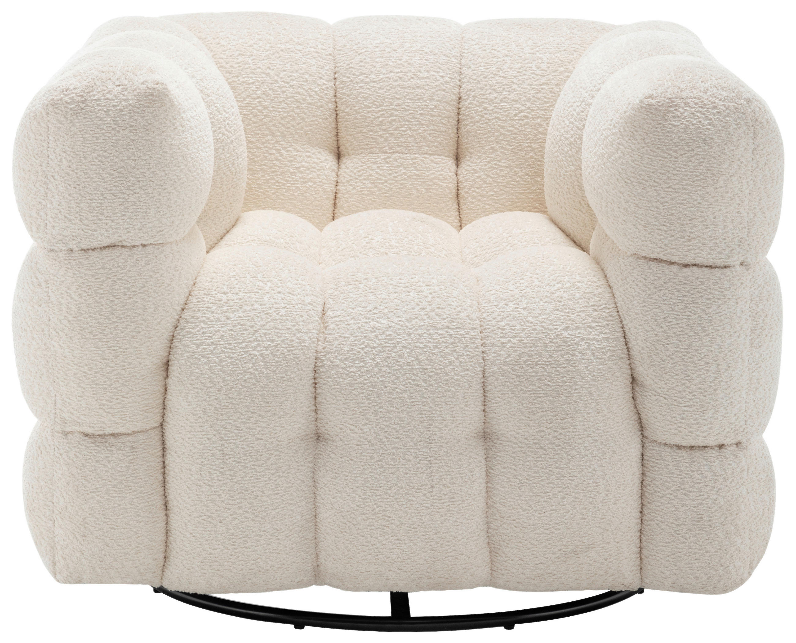 SESSEL in Bouclé Weiß  - Schwarz/Weiß, Design, Textil/Metall (94/83/71cm) - Livetastic