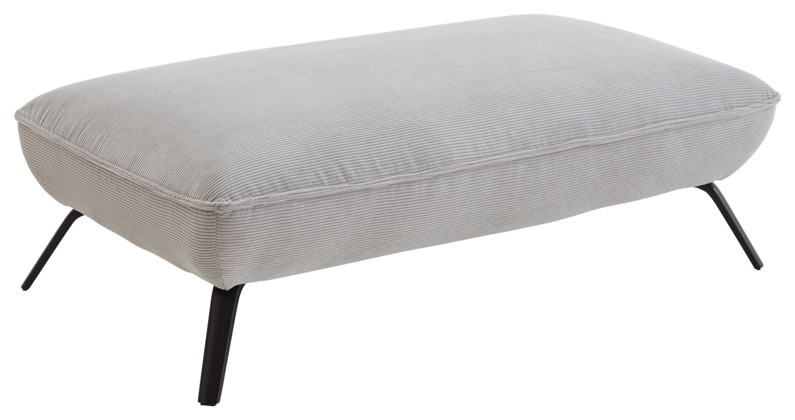 HOCKER Textil Hellgrau  - Hellgrau/Schwarz, Design, Textil/Metall (142/43/80cm) - Moderano