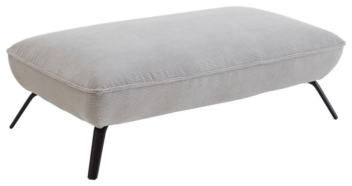 HOCKER Textil Hellgrau  - Hellgrau/Schwarz, Design, Textil/Metall (142/43/80cm) - Moderano