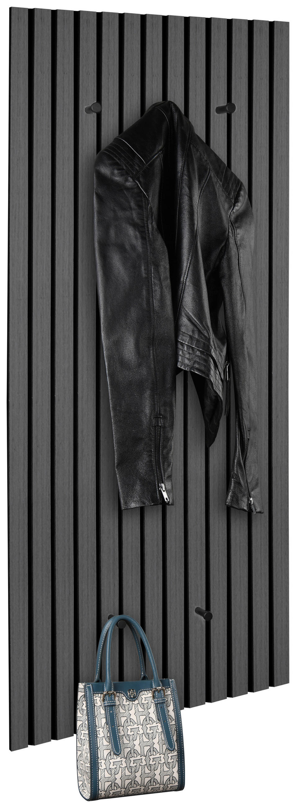 WANDGARDEROBE  in Grau, Schwarz  - Schwarz/Grau, MODERN, Holzwerkstoff/Textil (50/125/7cm) - Xora