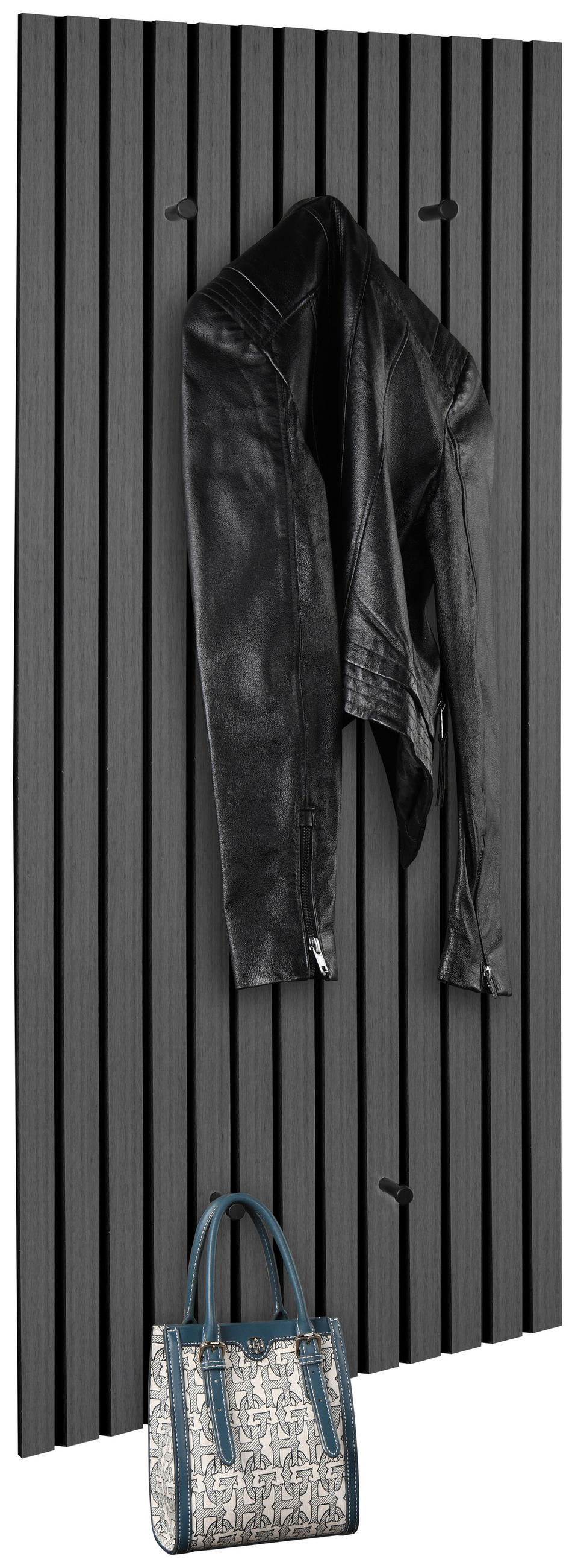 GARDEROBENPANEEL  in 50/125/7 cm  - Schwarz/Grau, MODERN, Holzwerkstoff/Textil (50/125/7cm) - Xora
