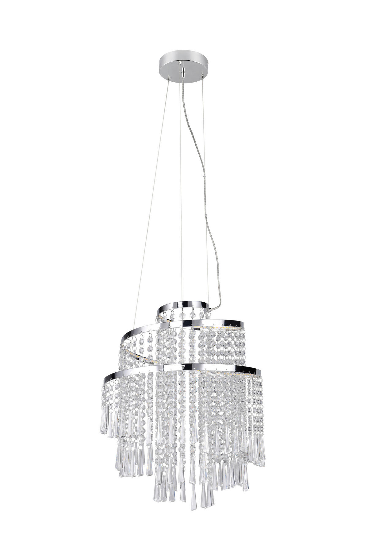 LED-HÄNGLAMPA 38/150 cm  - kromfärg/transparent, Klassisk, metall/plast (38/150cm)