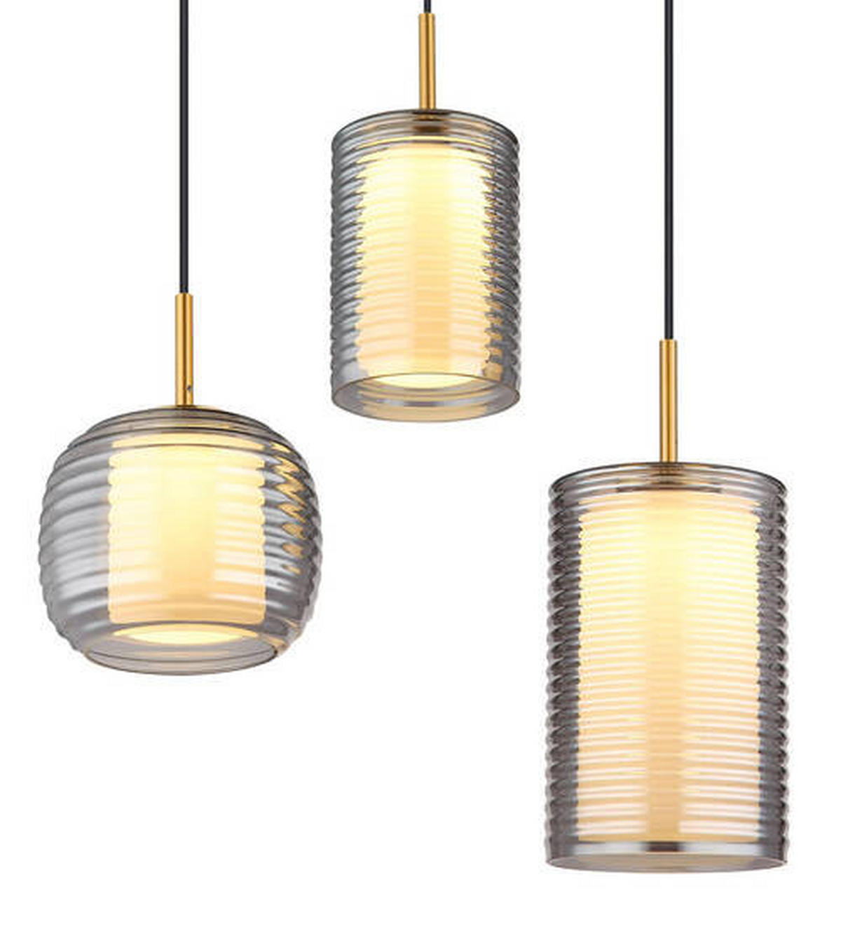 VISEČA LED-SVETILKA   //3000 K/230 V/ - črna/barve medenine, Design, kovina/steklo (93/31,5/150cm) - Globo