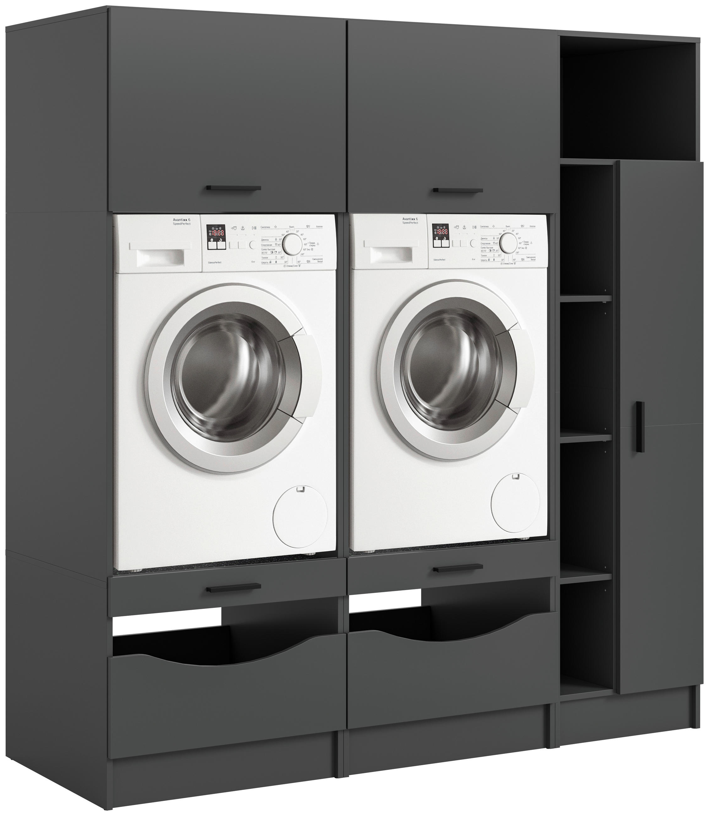 HAUSWIRTSCHAFTSRAUM 182/195/68 cm  in Anthrazit  - Anthrazit, Basics, Holzwerkstoff (182/195/68cm) - MID.YOU