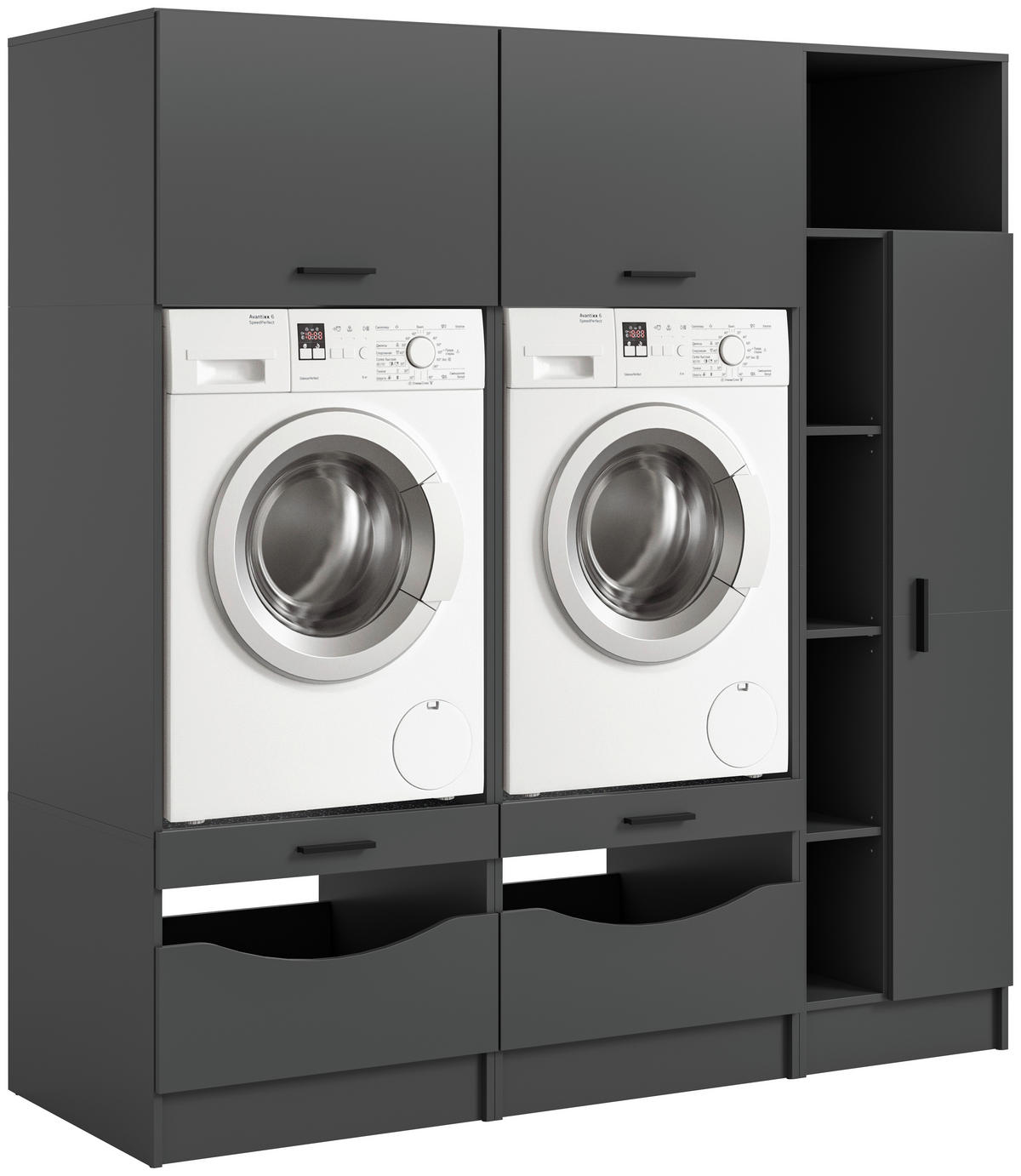 HAUSWIRTSCHAFTSRAUM 182/195/68 cm  in Anthrazit  - Anthrazit, Basics, Holzwerkstoff (182/195/68cm) - MID.YOU