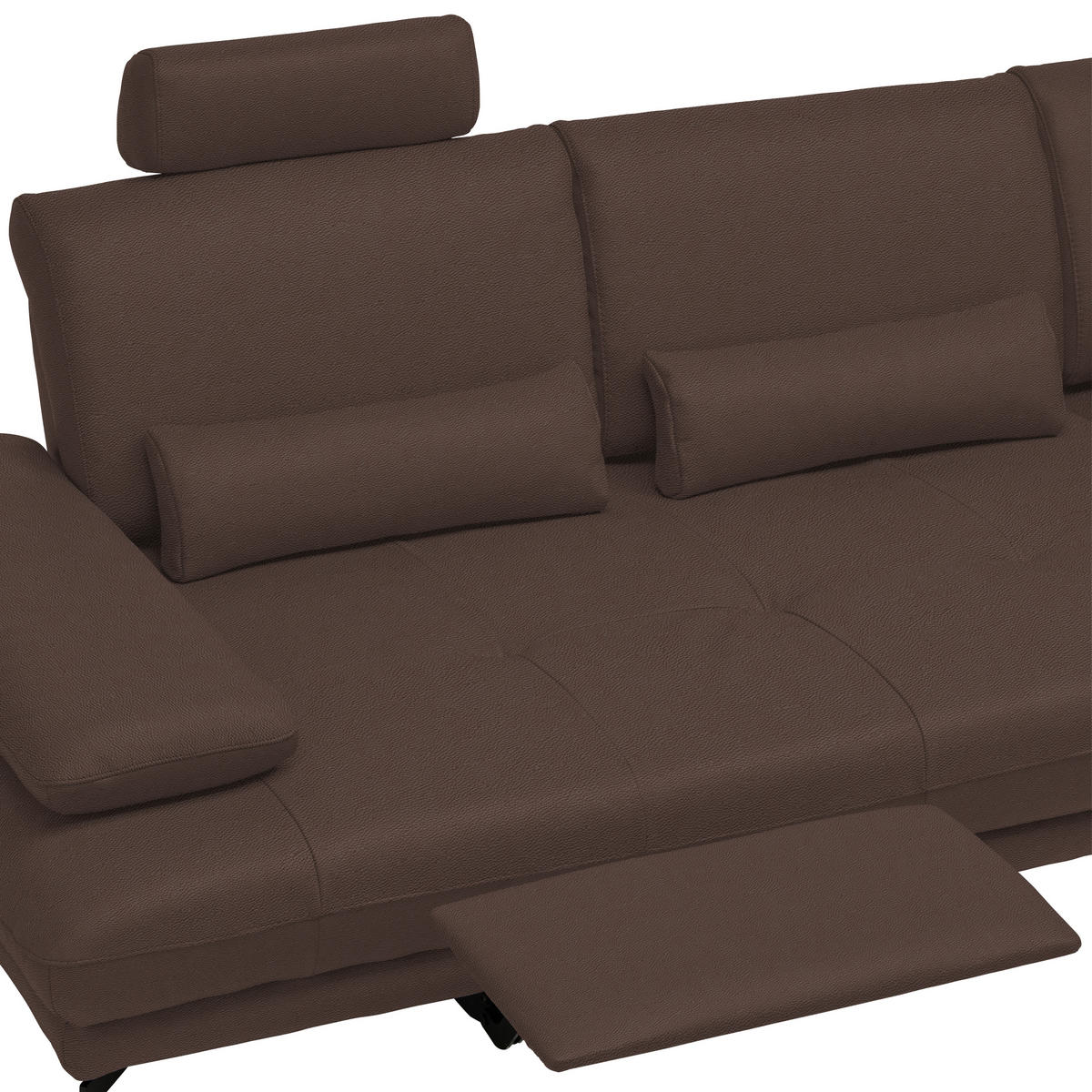 ECKSOFA in Echtleder Braun  - Schwarz/Braun, Design, Leder/Metall (273/187cm) - Celina Home