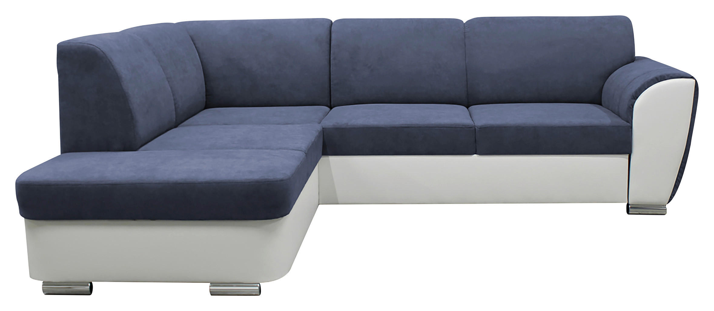 ECKSOFA  in Velours Blau, Weiß  196/255 cm  - Blau/Silberfarben, Design, Kunststoff/Textil (196/255cm) - MID.YOU