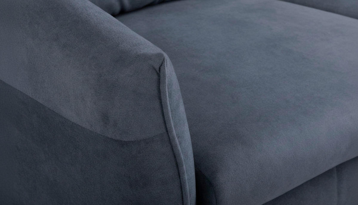 3-SITZER-SOFA  in Mikrofaser Blau Skandinavisch, Modern  - Blau/Buchefarben, Design, Holz/Textil (202/110/92cm) - Livetastic