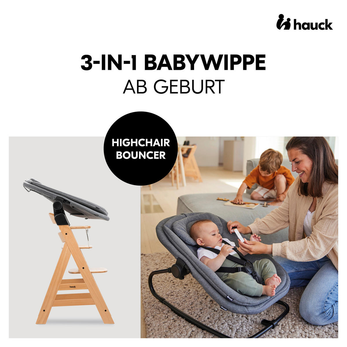 HOCHSTUHLLIEGE Highchair Bouncer  - Dunkelgrau, Basics, Kunststoff/Textil (49/44/68cm) - Hauck
